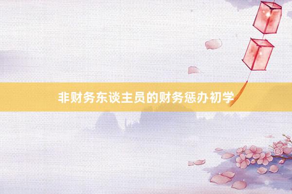 非财务东谈主员的财务惩办初学